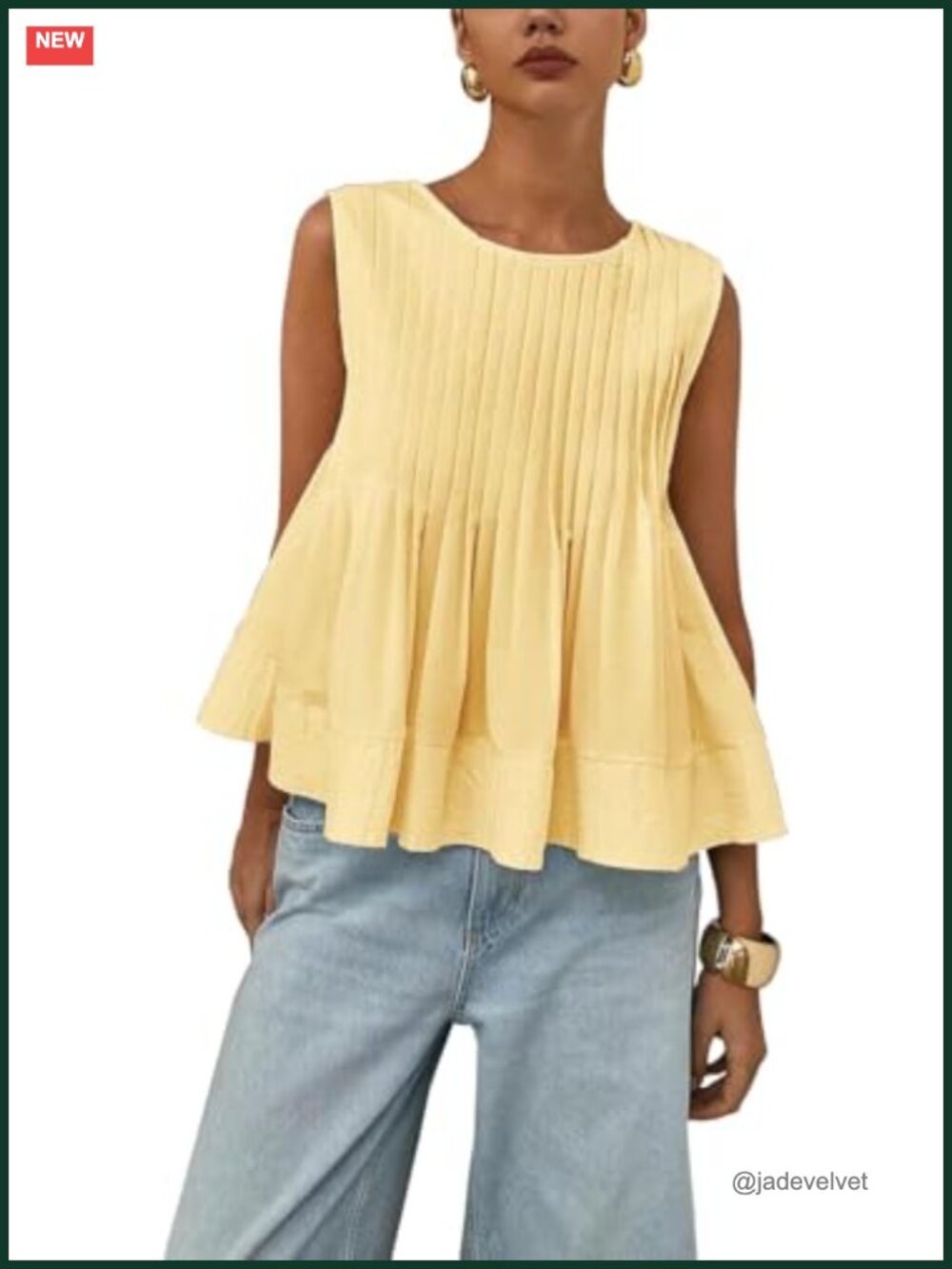 Ruffle Hem Peplum Tank Top for Women Loose Fit Sleeveless Y2K Crewneck Babydoll